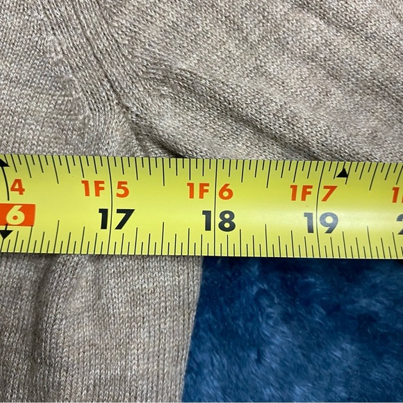 Banana Republic Softest Knit Tan Hoodie w Elbow Patches Merino Extra Fine Wool L - Picture 8 of 9